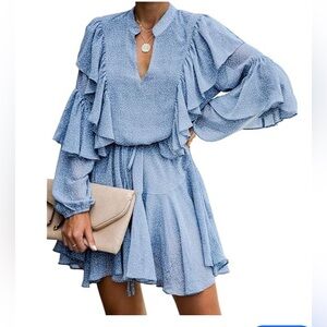 Flawless Blue White Polka Dot Dress